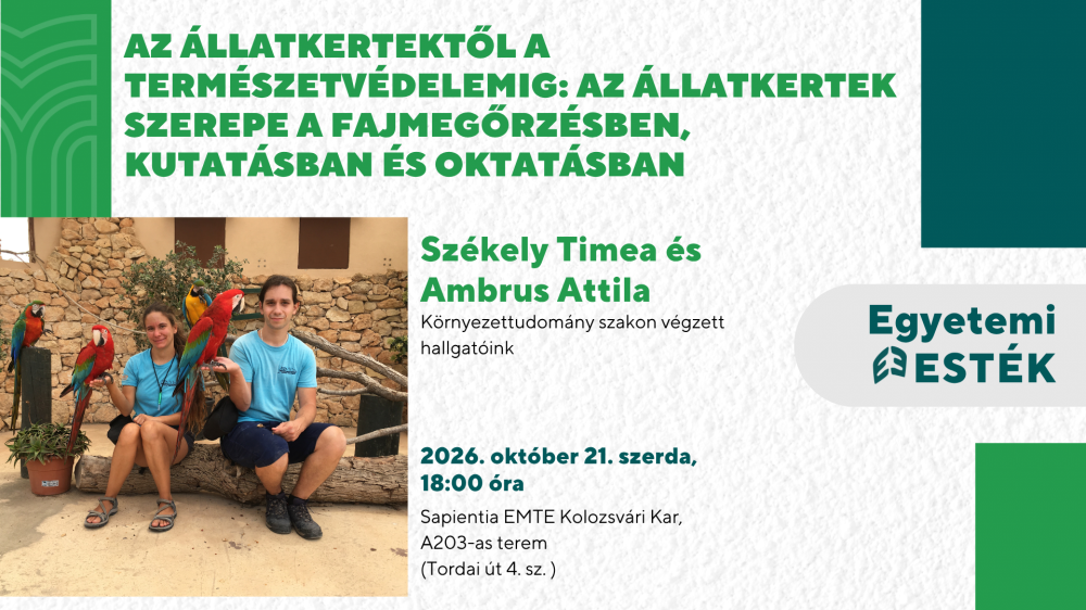Egyetemi Esték - Az állatkertek szerepe a fajmegőrzésben, kutatásban és oktatásban